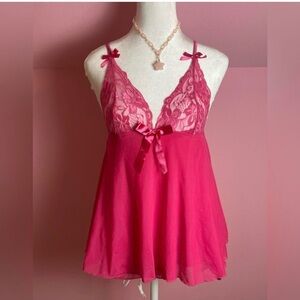 Elegant Pink Lace Babydoll Lingerie